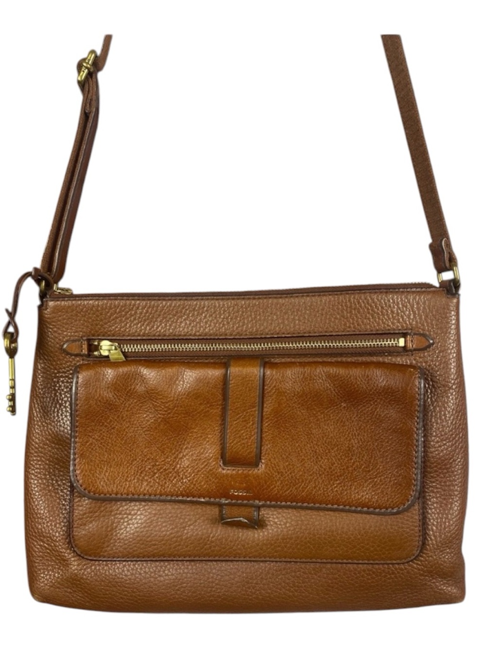 Fossil Vintage Brown Leather Classic Crossbody Medium Size Bag Purse
